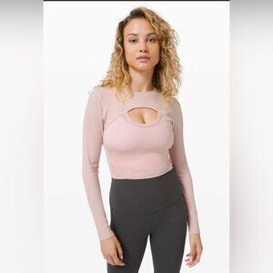 Lululemon Better Best stretch keyhole yoga athletic Long Sleeve Porcelain Pink 6